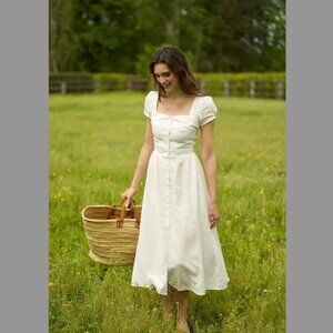 Gaâla Estelle Dress - White Linen | Size 34 (XXS)